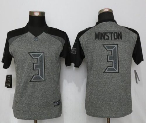 Nike Buccaneers #3 Jameis Winston Gray Women's Stitched NFL Limited Gridiron Gray Jersey - Click Image to Close